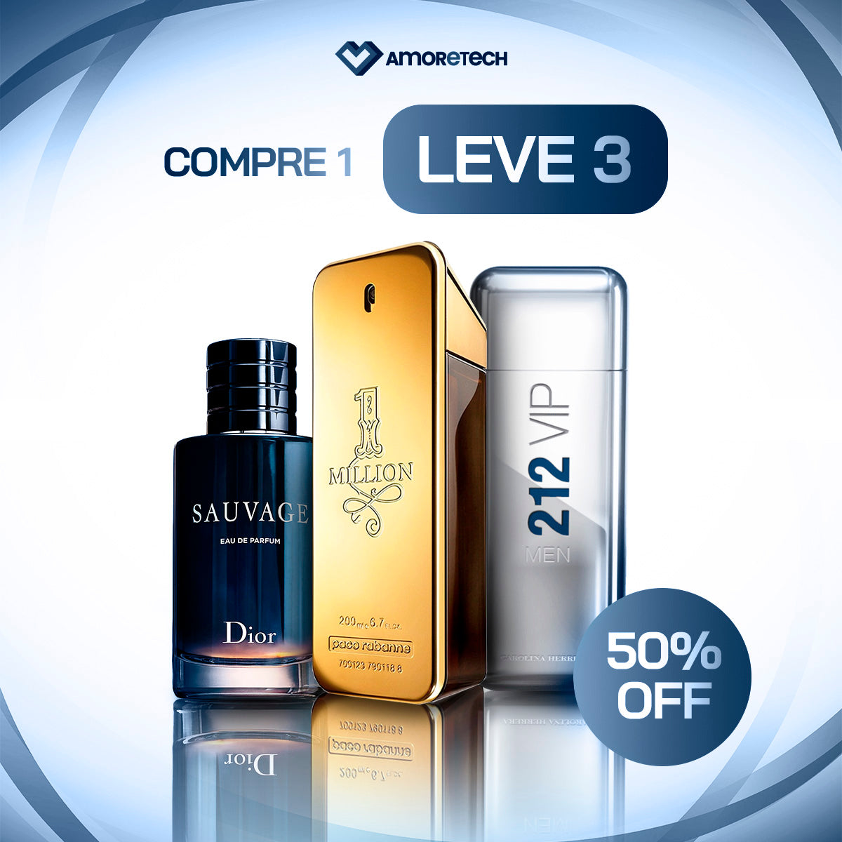Kit 3 Perfumes Masculinos Importados (100ml) - 1 million | 212 vip | Sauvage dior - [QUEIMA NATAL]