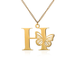 Colar Personalizado Minha Borboleta - Aço Inoxidável - Folheado a Ouro - Corte a Laser